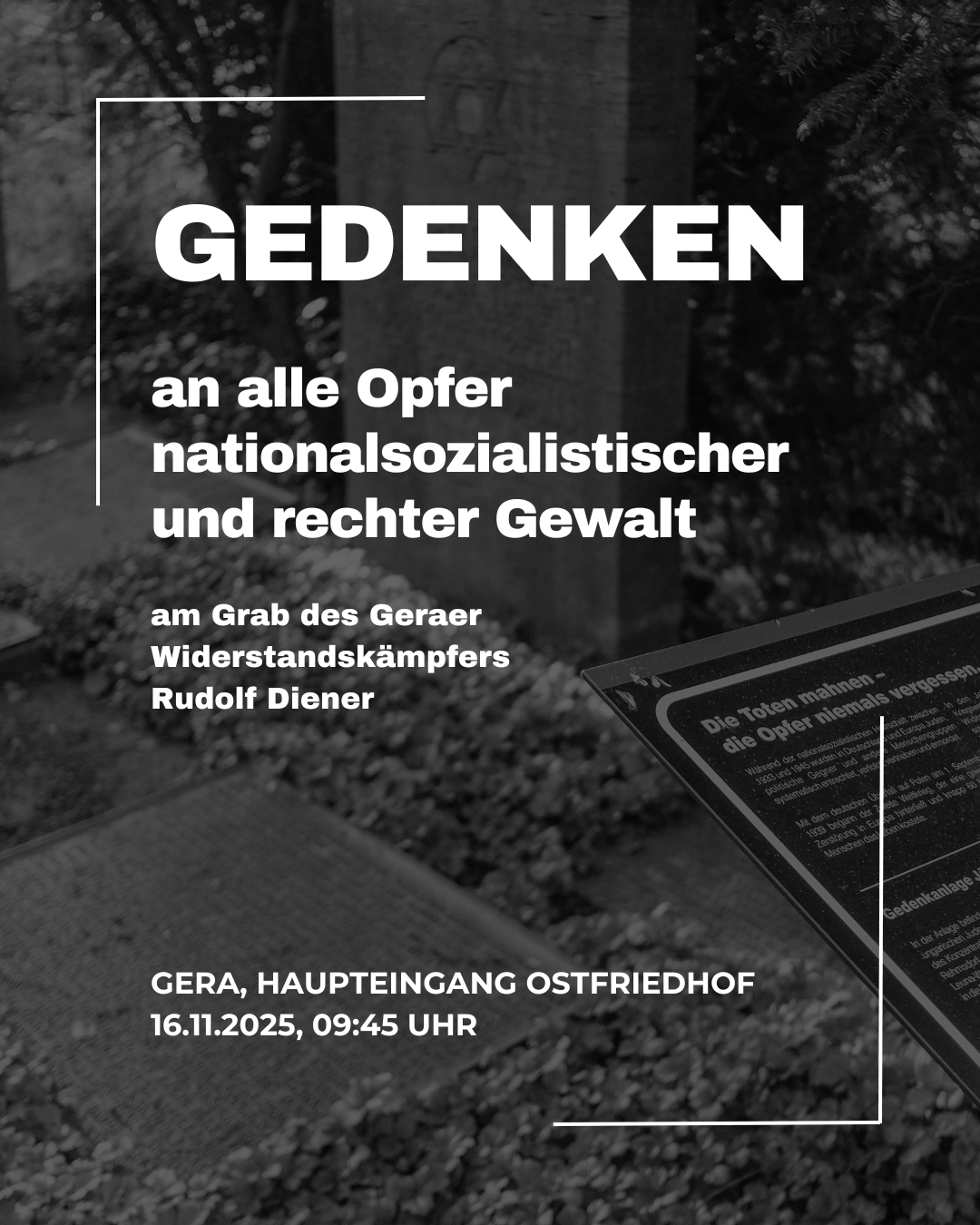 Gedenken an alle Opfer nationalsozialistischer und rechter Gewalt – gestern und heute