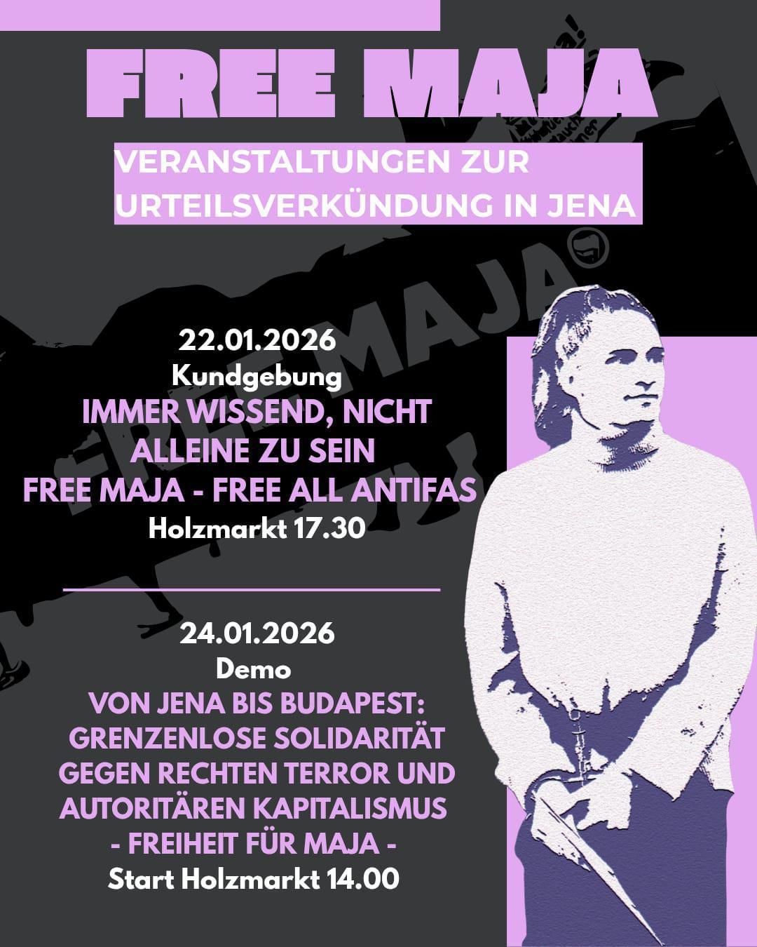 Aufruf: Free Maja – Veranstaltungen zur Urteilsverkündung in Jena